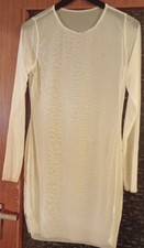 Langarm Minikleid, durchsichtig, Netzstoff in Weiß - Größe XL - Länge 87 cm