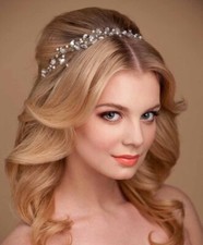 Gold Haarband Stirnband Hochzeit Braut Kristall Perlen Haarschmuck Tiara Diademe