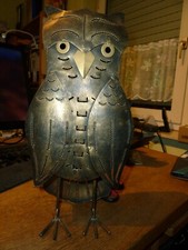 Eule, Figur, Messing, 34 cm Höhe, 15 cm Breite, Innenkammer für Kerze + LED