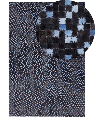 Teppich leder braun blau - teppich, braun/blau