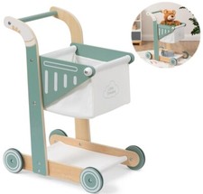 Einkaufswagen SHOPPY aus Holz für Kinder (Salbeigrün) Supermarktwagen Spielzeug