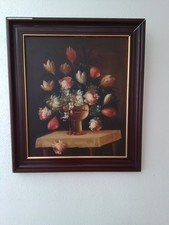 Ölbild auf Leinwand Blumen Breite 59 cm x Länge 99cm Maler signiert mit Loza