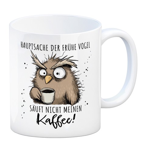 Eule kaffeebecher mit spruch - kaffeebecher,