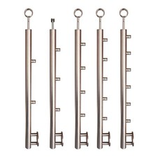 Edelstahl Pfosten seitliche Montage mit Querstabhalter Geländer V2A Treppe 12mm 
