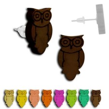 1 Paar süße Eulen Ohrstecker aus Holz Natur Ohrringe schwarz braun farbig Eule 