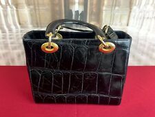 VINTAGE HANDTASCHE LEDER MADE IN ITALY SCHWARZ