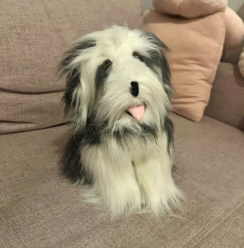 Vintage plüschhund bobtail - plüschhund,