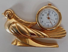 Miniatur Uhr, Vogel, Quartz, Messing (?) Uhr läuft