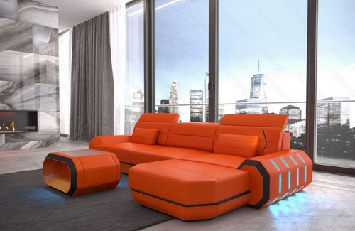 Ledercouch sofa ecksofa usb - ecksofa,
