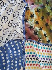 PLOMO O PLATA Seide Schal Tuch Herzen Sterne Peace USA XXL Groß Topzustand 