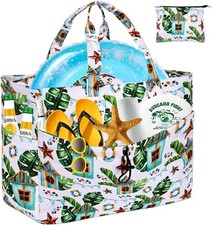 Strandtasche XXL mit Reißverschluss,Wasserdicht Badetasche Damen Groß F