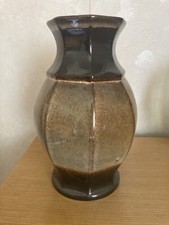 alte Keramikvase Vase braun, eckig, Vintage