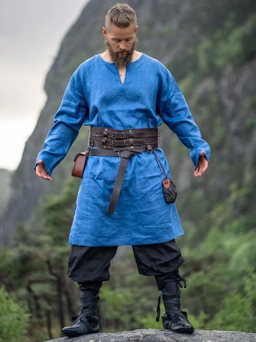 Viking linen tunic blue - viking,