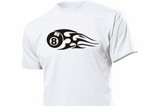 8 Eight Ball Flames T-Shirt Retro Snooker Billiard Pool Rockabilly US Car 3-5XL