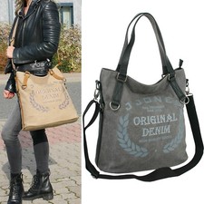 Großer Damen Shopper aus Canvas Schultertasche Casual Umhängetasche mit Griffen