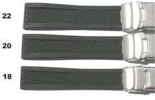 KAUTSCHUKBAND SILIKONBAND TAUCHERUHRBAND SICHERHEITSFALTSCHLIESSE 18, 20, 22 mm