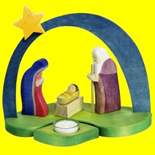 OSTHEIMER 5530280 Leuchter Krippe Leuchtbogen mit Maria Josef Jesus Teelicht NEU