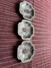 JLMENAU Porzellan Schälchen 3er Set – Rokoko Goldrand Blumen DDR GDR