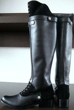 HUNTER WARDOUR Kniehöhe Stiefel Leder Damen Boots Schaftstiefel Schwarz Gr38 NEU