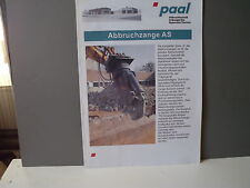 PAAL ABBRUCHZANGE AS PROSPEKT 2 SEITEN 1 BLATT INFORMATION ALT & RAR
