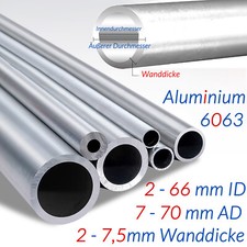 Alurohr Aluminium Rundrohr Rohr Alu Rohre Aluprofil Länge 300 mm Ø 7-70 mm