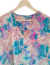 Beige blau floraler seiden - blau,