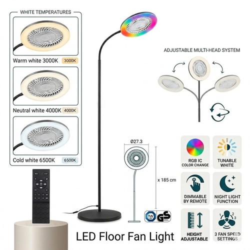 Led stehlampe ventilator - led, rgb