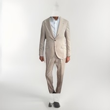 Anzug von Brunello Cucinelli, Gr. 48, beige, mit Ledergürtel in Gr. 95