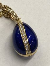 Fabergé  Ei Anhänger Gelbgold 750 / 18K mit Emaille und Diamanten,Kette 585 Gold