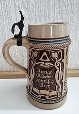 Bierkrug Merkelbach & Docht handbemalt mit Spruch alt 1/2 Liter