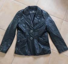 Coole Vintage Lederjacke, Schwarz, Damen, Größe 38, von 1998, Tailliert