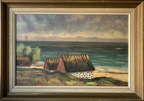 ölbild impressionist häuser - Ölbild,