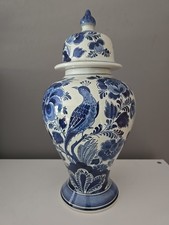 Raam Delfts Blau Große Deckel Vase, Holland, Handgemalt, Nr. 423