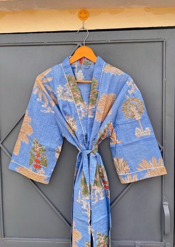 Baumwoll kimono bademantel mit - baumwoll,