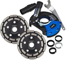 Absaughaube für Winkelschleifer + 2x PREMIUM Diamantschleiftopf 125 mm Beton Seg