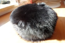 Fuchs-Pelzmütze - Echtfellmütze - schwarze Mütze aus Fuchsfell - Vintage