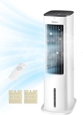 Leiser Luftkühler mit Fernbedienung Turmventilator Luftbefeuchter 4in1 Weiß