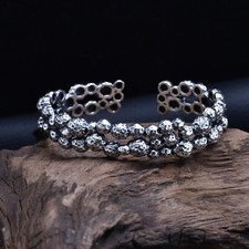 L25 Armspange Steinoptik Steine gehämmert Armreif Sterling Silber 925