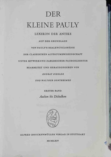 Der kleine pauly - der, lexikon
