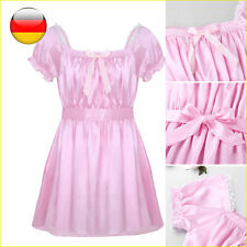 DE Herren Glänzend Dessous Sissy Nachtkleid Satin Crossdresser Kleid Unterwäsche