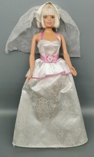 Barbie Kleidung Outfit Steffi Puppe Petra älter Brautkleid Satin Schleier weiß 