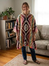 Poncho 100% Alpaka Wolle Made