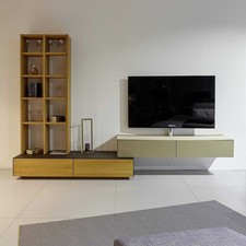 Mobilari Wohnwand Cubus Pure Eiche Massiv Glas Dunkelbraun