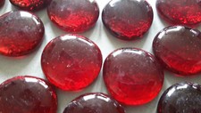 50 ROTE GLASNUGGETS Glassteine Muggelsteine Mosaiksteine Deko ca. 28 - 32 mm 