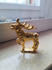 Hirsch goldfarbene Figur -  Metall Höhe ca 6 cm - Vintage -  Deko