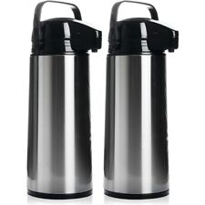 2x Pumpkanne 1,8L Isolierkanne Isolierflasche Kaffeekanne Edelstahl Thermo Kanne