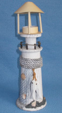 Maritime Deko Leuchtturm als Teelichthalter aus Holz 29 cm