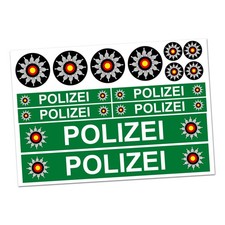 6 x Polizei Aufkleber grün RC