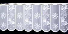 Weiße Weihnachtsgardine Glocken  Schneeflocken Bistro Scheibengardine 4 Breiten