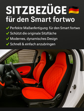 2 x Luxus Autositzbezüge RAINBOW Rhombus rot für Smart FORTWO | Kunstleder  Set